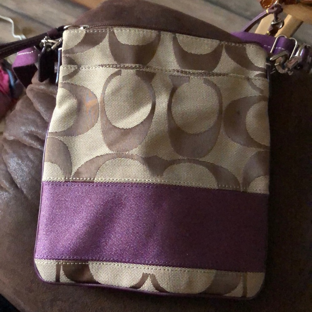 Coach crossbody. Brown and plum.